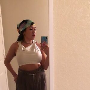 Cropped Cowl Neck Top